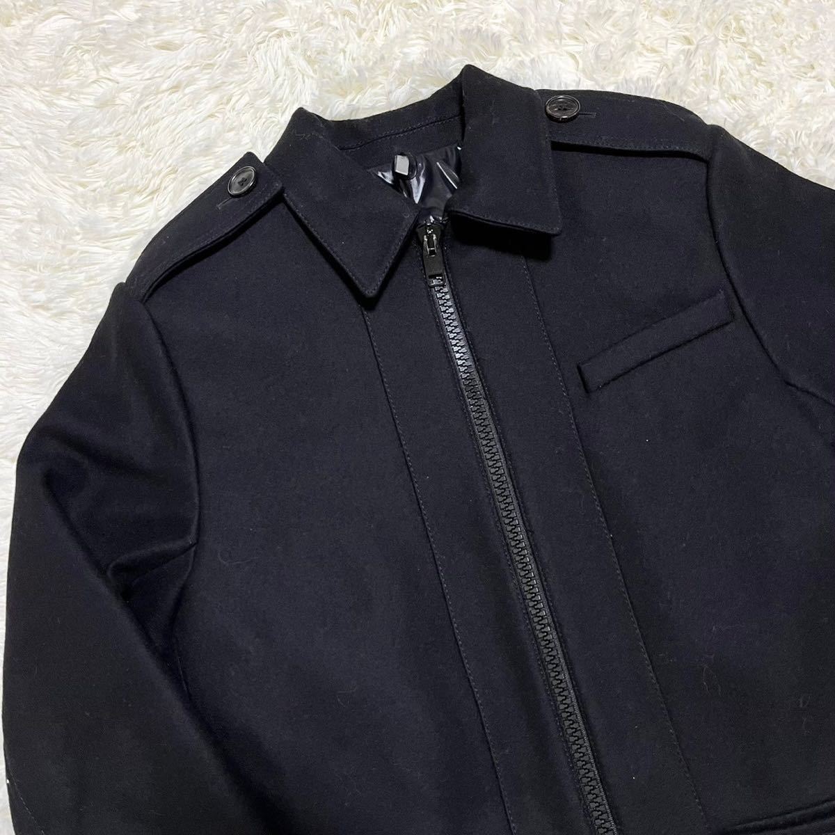 極美品 クリスチャンディオール【至高の逸品】Dior Homme ジャケット ブルゾン コート 中綿 羊毛 ブラック 黒 メンズ サイズ46（M位）_画像3