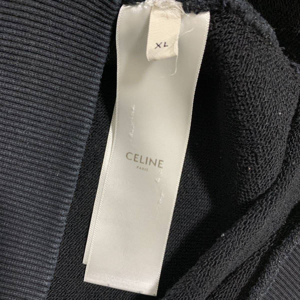 極美品 セリーヌ【現行品】CELINE パーカー フーディー スウェット トレーナー エディ期 バックロゴ ブラック 黒 メンズ サイズXL_画像6