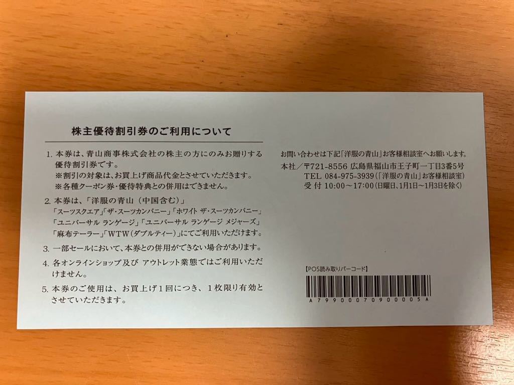 青山商事 株主優待割引券 20%OFF 2024年6月期限 洋服の青山などで利用できます _画像2