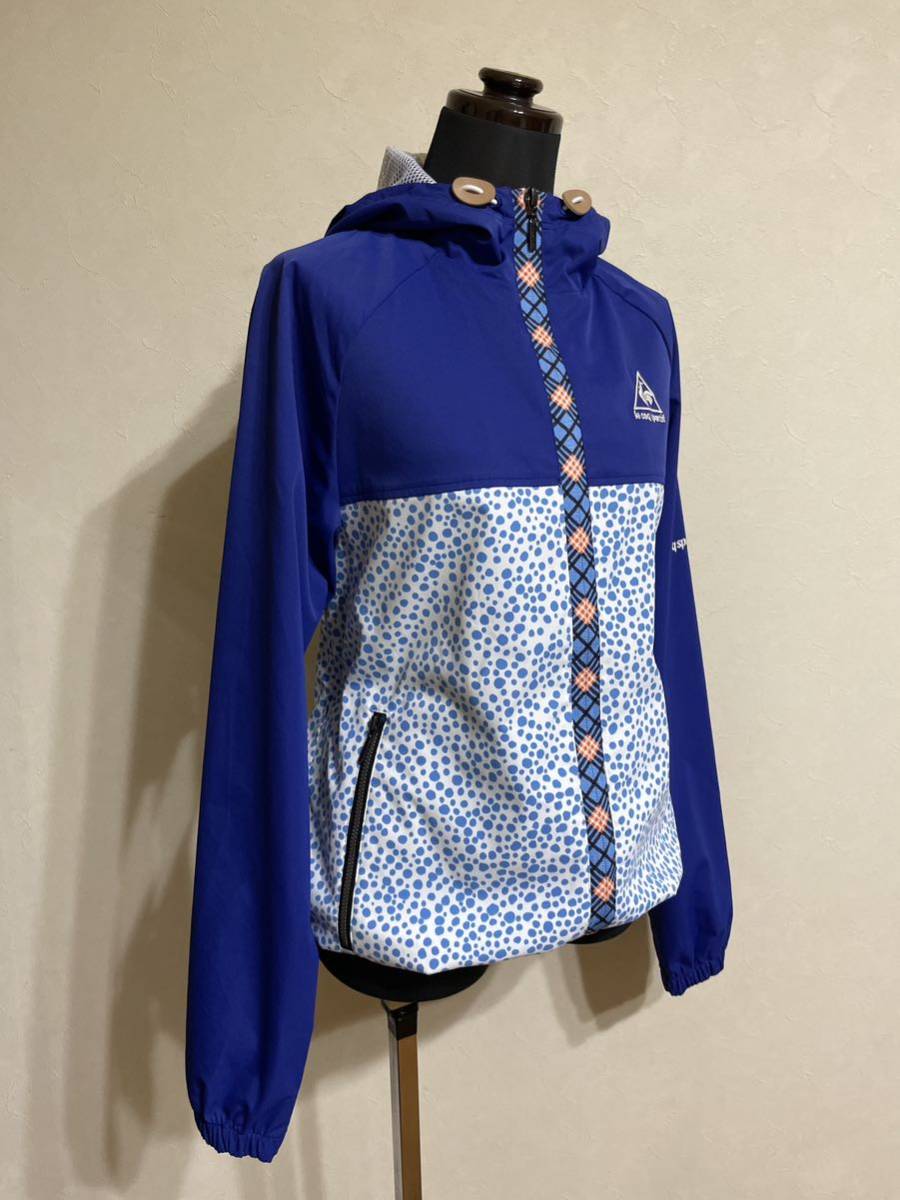 [ beautiful goods ] le coq sportif golf Le Coq Golf wear lady's Zip window Parker jacket size M long sleeve blue dot pattern 