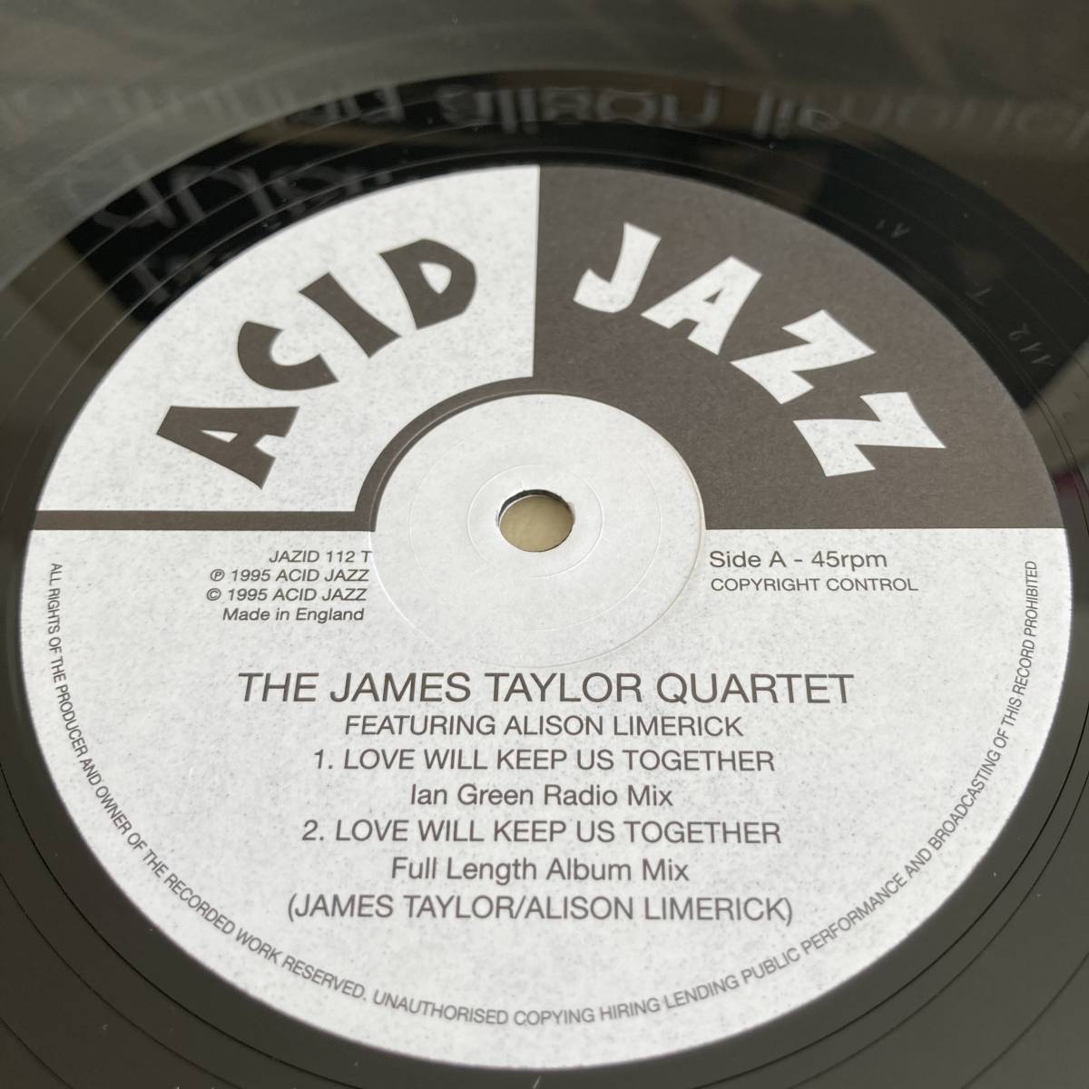 The James Taylor Quartet Featuring Alison Limerick - Love Will Keep Us Together 12 INCH_画像3