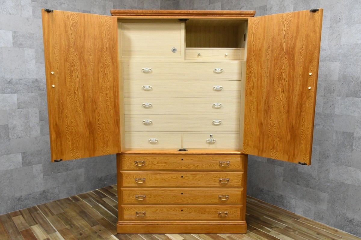 PB3KK37b 屋久杉 W120cm H195cm 整理箪笥 チェスト 和モダン PB3KK37b 屋久杉 W120cm H195cm 整理箪笥 チェスト 和モダン