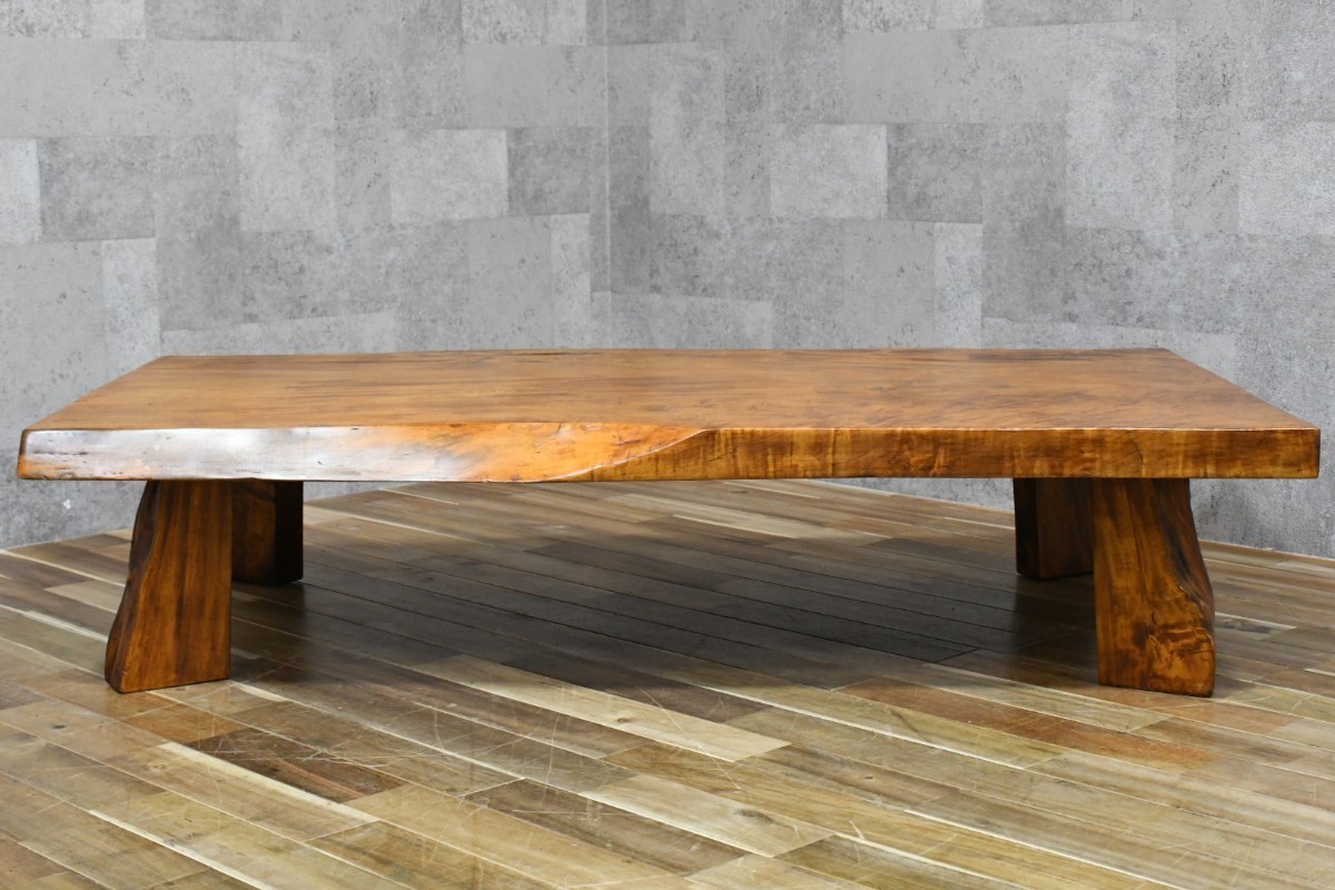 PB3KK46 栃の木 座卓 4尺7寸 厚さ6cm 一枚板 センターテーブル 和家具 トチノキ 無垢材 座敷机 ローテーブル 和モダン リビングテーブル_画像2