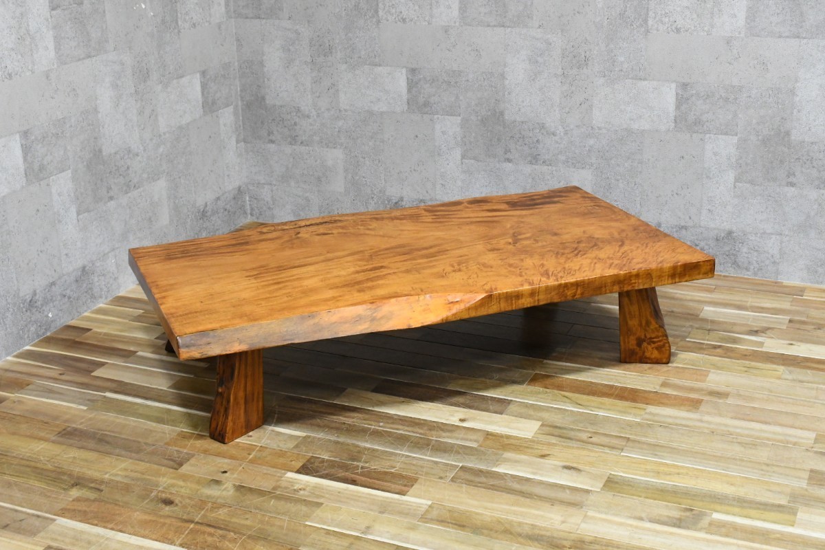 PB3KK46 栃の木 座卓 4尺7寸 厚さ6cm 一枚板 センターテーブル 和家具 トチノキ 無垢材 座敷机 ローテーブル 和モダン リビングテーブル_画像1