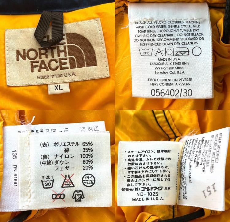 XL 80s THE NORTH FACE 茶タグ アメリカ製CAMP Sierra Down Jacket キャンプシエラ シエラパーカー ダウンジャケット ノースフェイス_画像10