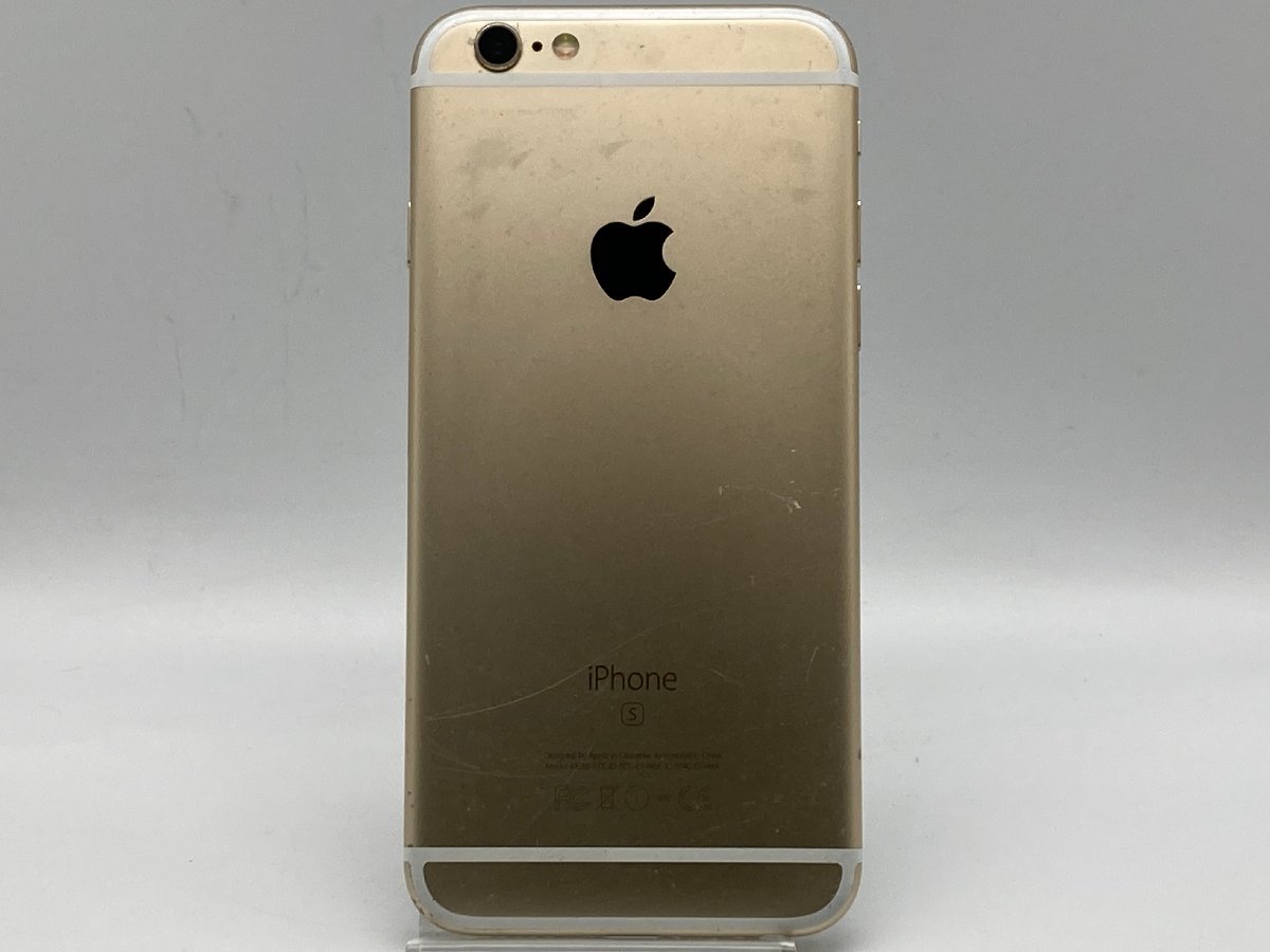 【中古・ジャンク】液晶表示不良 著しい色ムラ 背面パネル目立つ傷有り Apple iPhone 6s 64GB au解除版SIMフリー ゴールド NW〇 A-11509_画像3