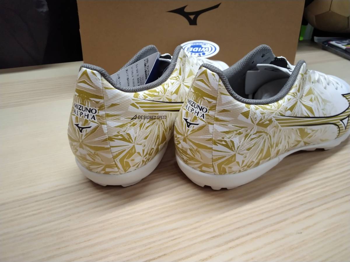 ミズノ MIZUNO サッカーシューズ トレーニングシューズ フットサルシューズ α SELECT AS P1GD246550 WHT/GLD/BLK WIDE 人工皮革 25,0cm