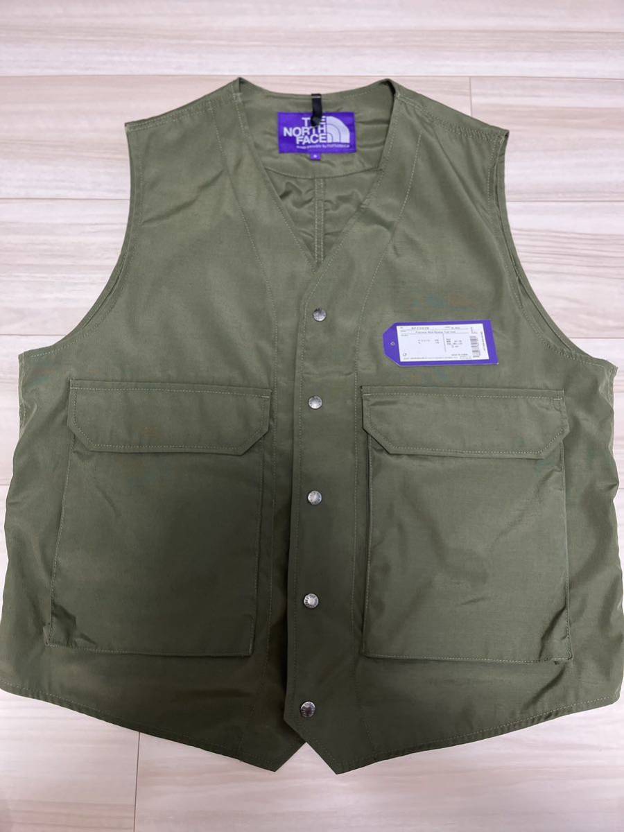 美中古 The North Face Purple Label nanamica polyester wool ripstop trail vest OLIVE サイズS ノースフェイス ナナミカ ベスト_画像1