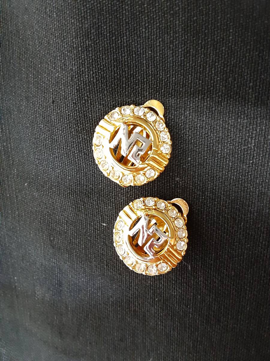 【中古 美品】 NINA RICCI ニナリッチ イヤリング セット／アクセサリー レディース ラインストーン ゴールド ロゴマーク 【4963・5974】_画像2