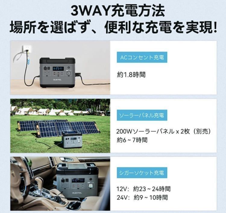 1E05z0L OUKITEL ポータブル電源 P2001 2000Wh リン酸鉄リチウム電池採用 3500＋ UPS機能付き AC出力2000W(サージ4000W)_画像3