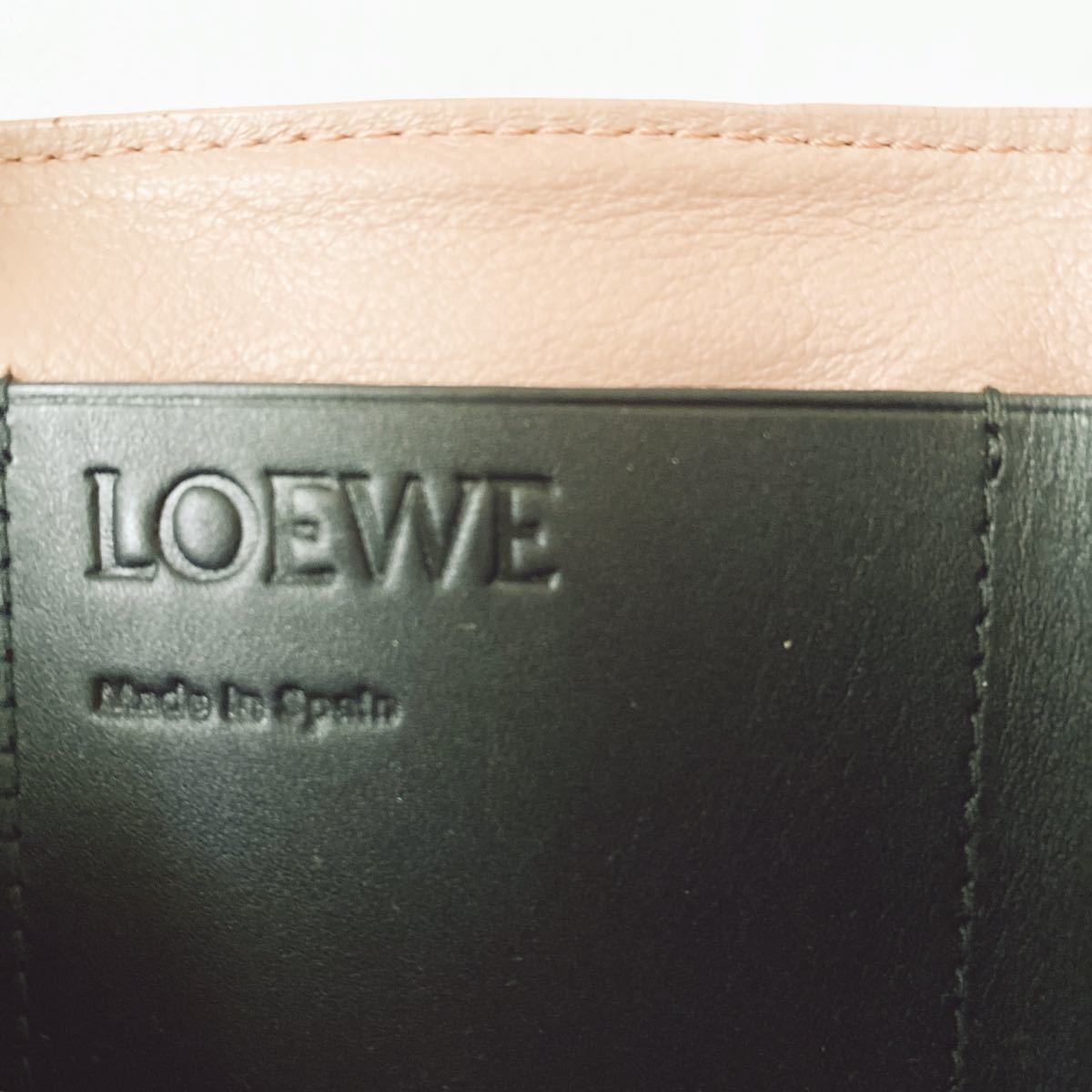 LOEWEロエベ アナグラム トライフォールドウォレット 三つ折り財布 コンパクトウォレット レディース財布 ピンク リネン 財布 ギャランティ_画像5