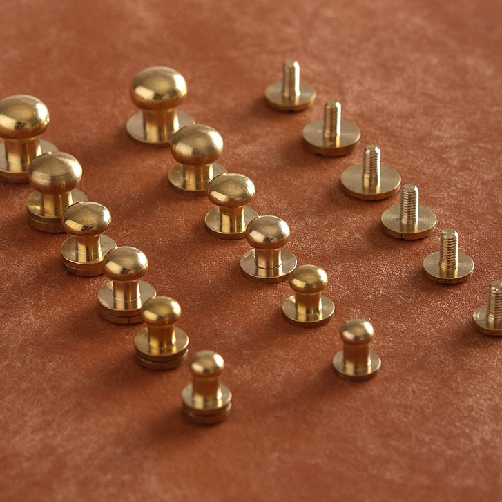 レザークラフト　真鍮金具 Brass　ネジ式 ギボシ 頭直径6mm　5個セット_image写真