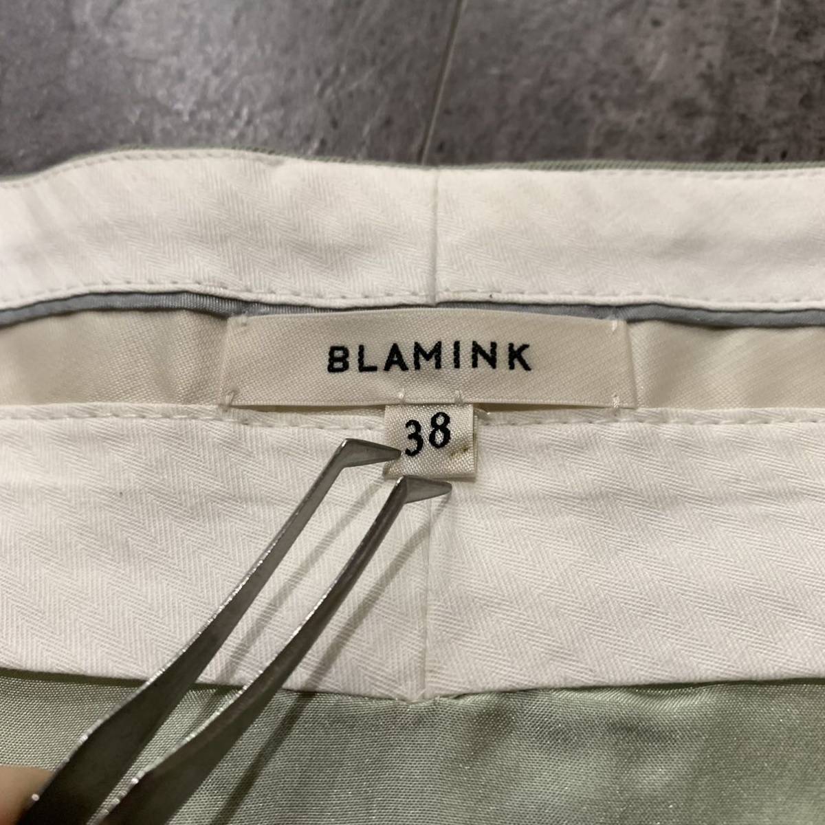 H☆未使用/ 洗練されたデザイン '日本製' BLAMINK ブラミンク 上質ウール&コットン生地 ロングスカート 裾スリットデザイン RIRIジップ 38_画像8