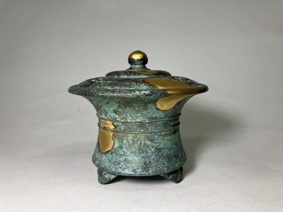 京都⑥ 四世 秦蔵六 造 塗金銅瑞雲香炉 重量537g 香道具 cxp4431(銅製