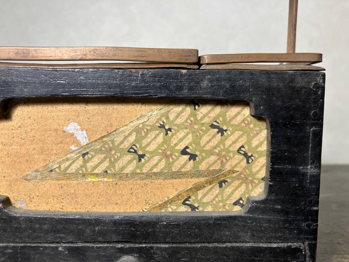 京都⑥ 時代喫煙具 和紙貼 煙草盆 高さ約10.0cm 幅15.0×8.5cm cxp_画像4