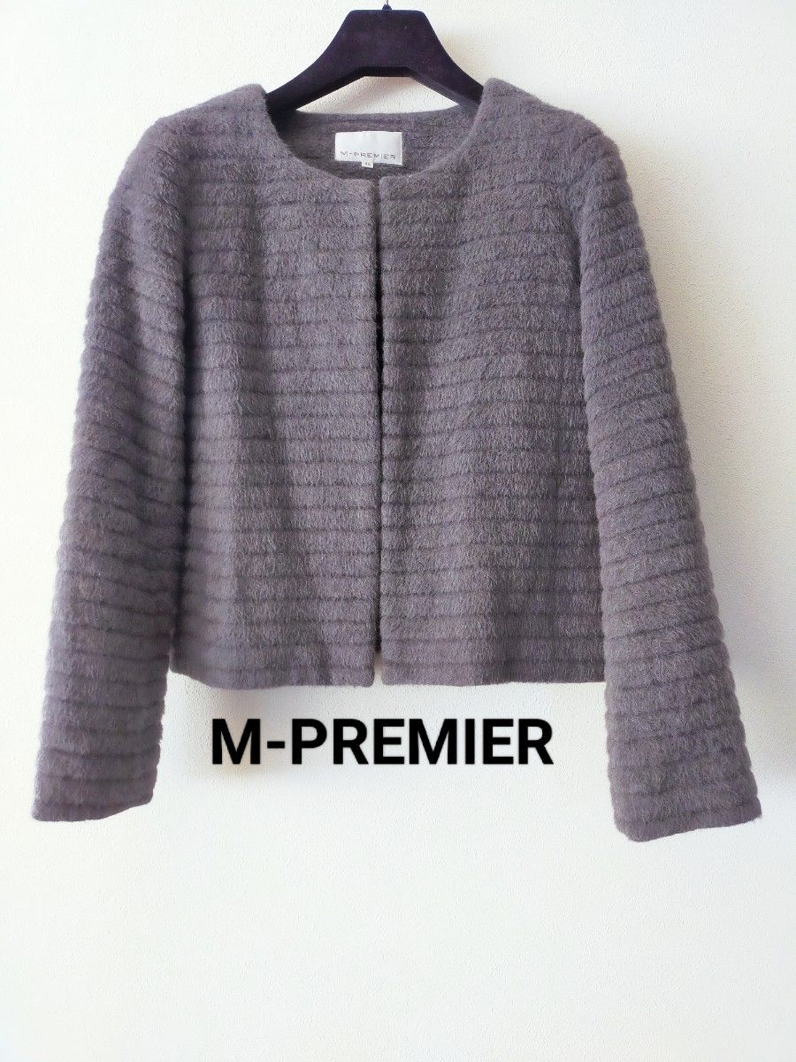 M-PREMIER  エムプルミエ  ノーカラージャケット 36 ショートコート