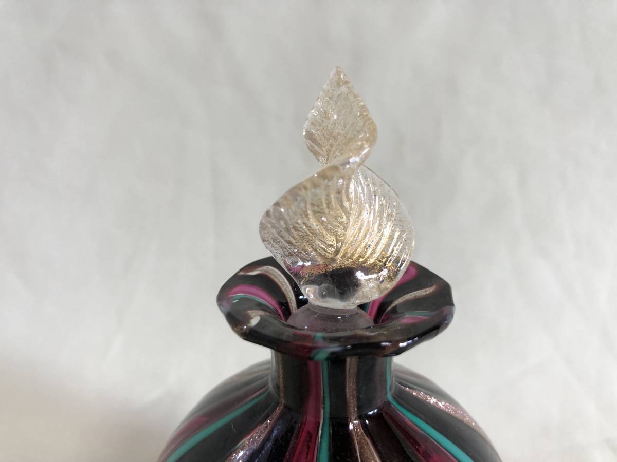 ベネチアンガラス　ムラーノ　パフュームボトル　香水瓶　ベネチアン　ムラーノ　ストライプ　西洋ガラス雑貨　_画像2