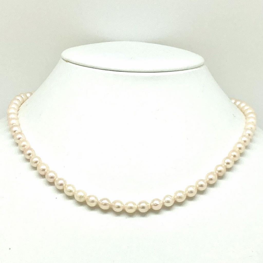 ［アコヤ本真珠ネックレス］N 重量約26.8g 約5.5-6mm珠 パール pearl necklace jewelry accessory silver シルバー DB0/DH0_画像1