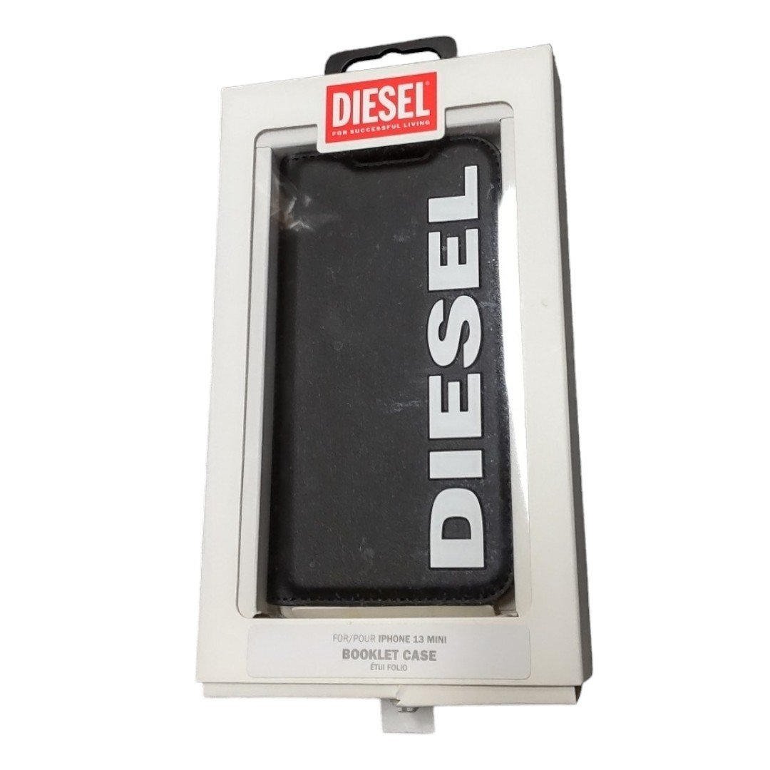 【未使用】 DIESEL ディーゼル スマホケース iPhone13 MINI用 ブラック ブックレットケース 外箱破損あり L52644RL_画像1