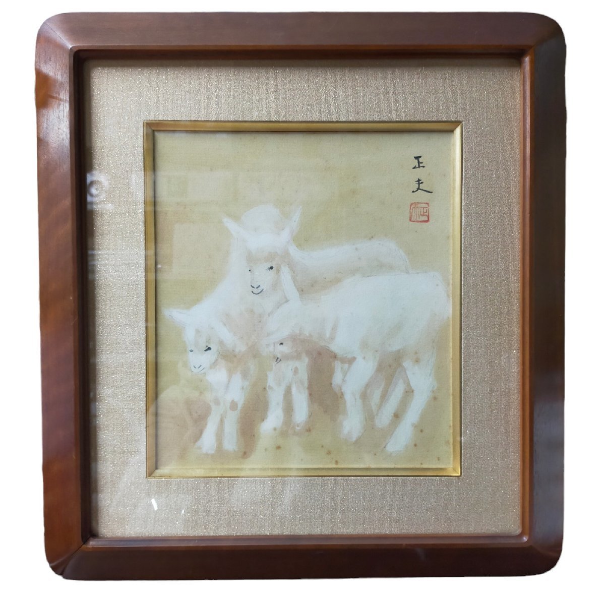 ◆中古品◆絵画 奈良岡正夫 山羊 背面破けあり 芸術 美術 アート hiV3348NL_画像1