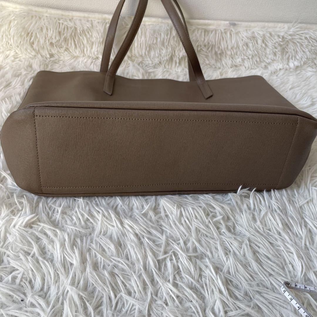 【1円〜 】　FURLA フルラ トートバッグ ビジネスバッグ ショルダーバッグ 大容量 グレー レザー グレージュ レオパード 豹柄_画像5