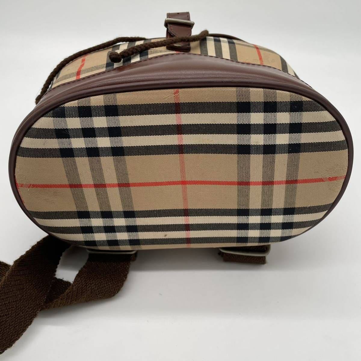 【美品 1円〜】BURBERRY Burberrys バーバリーズ ノバチェック バーバリー ノヴァチェック リュック バックパック 巾着 シャドーホース_画像4