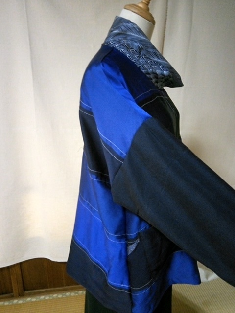 チュニック Ｍサイズ シルク 中古品 着物 リメイク パッチワークの画像2