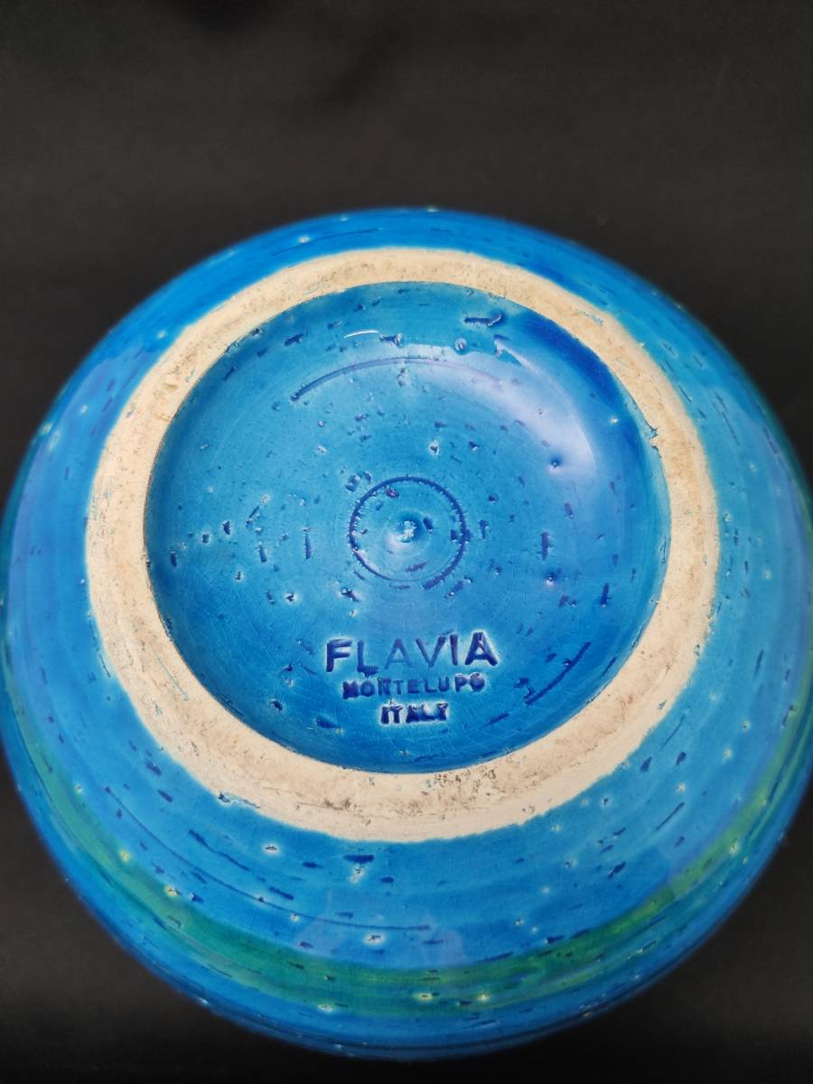 FLAVIA フラビア MONTELUPO 花瓶 花器 フラワーベース 高さ18.5cm 陶器製 ブルー 青色 ITALY イタリア製 アンティーク_画像9