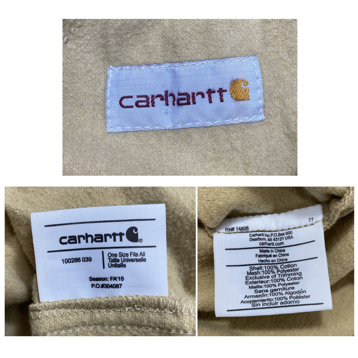 【USED】 カーハート Carhartt コットン ワークシャツ 長袖 90s USA アメカジ ゆるだぼ 古着 ベージュ 2XLサイズ ☆送料無料☆_画像9