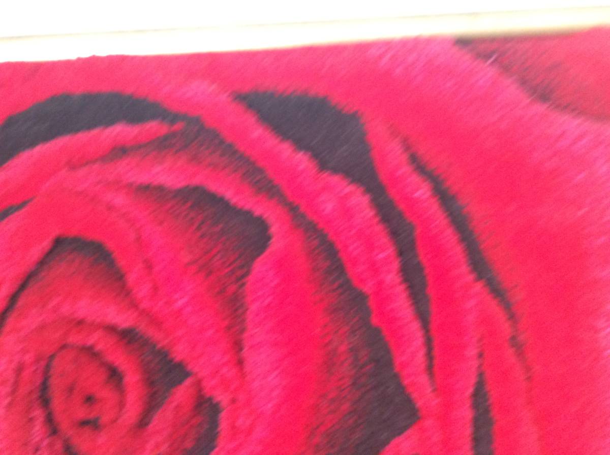 手織りのバラの額絵　(赤）　　縦87ｃｍｘ横８７ｃｍｘ厚さ５ｃｍ　重さ5ｋｇ_画像3