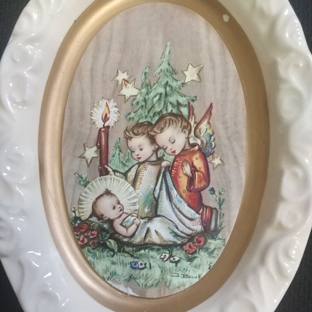 トラピスチヌ天使園 修道院 絵皿 壁掛け 飾り プレート 飾り皿 陶器 クリスマス イエス キリスト