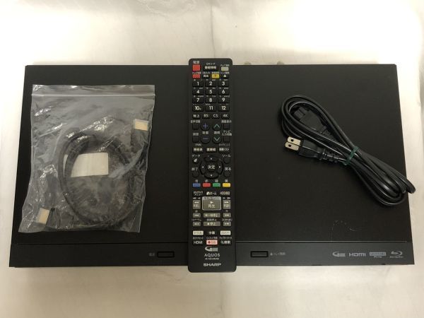 【動作OK】SHARP 4B-C20DW3 ブルーレイレコーダー リモコン HDMIコード '21年製 21_画像1