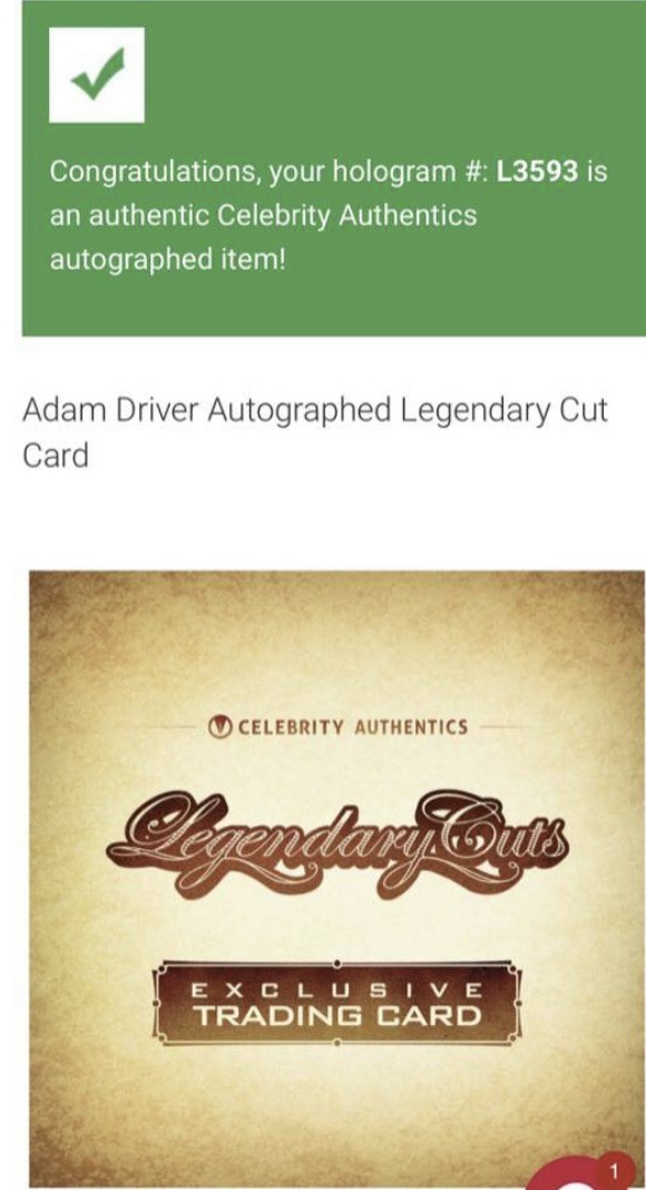  Star * War za dam * Driver autograph autograph card Celebrity Authentics Legendary Cut written guarantee 