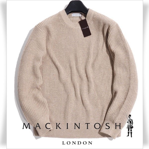 新品1円～★定価3.6万 MACKINTOSH LONDON マッキントッシュ ロンドン 長袖 イングリッシュリブ編みクルーネックニット LL ◆3946◆_画像1