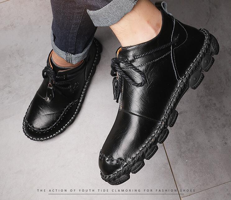  новый товар прогулочные туфли мужской Loafer туфли без застежки натуральная кожа обувь телячья кожа обувь для вождения кемпинг "дышит" черный 24~28cm