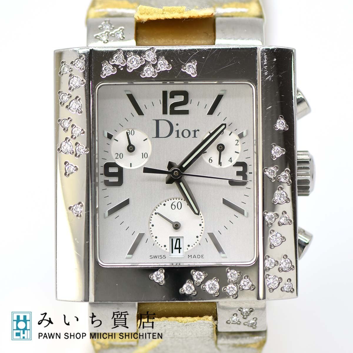 質屋 腕時計 クリスチャン ディオール リヴァ ダイヤベゼル D81-101 QZ 2023年11月電池交換済 H8821 みいち質店_画像1