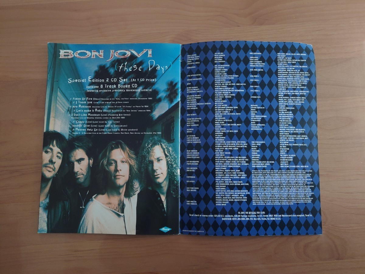 ★ボン・ジョヴィ Bon Jovi★ジーズ・デイズ These Days 1996★ツアーパンフレット★concert brochure★中古品