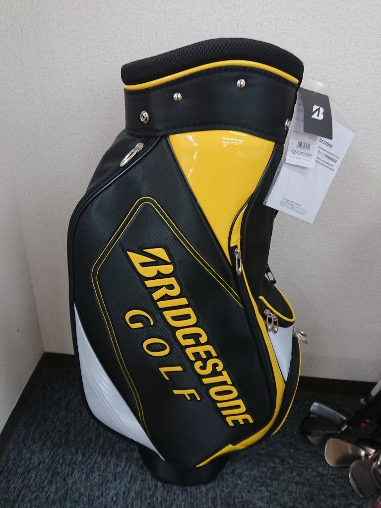 99274《未使用》BRIDGESTONE ブリヂストン キャディバッグ ゴルフバッグ イエロー×ブラック フード付き_画像1