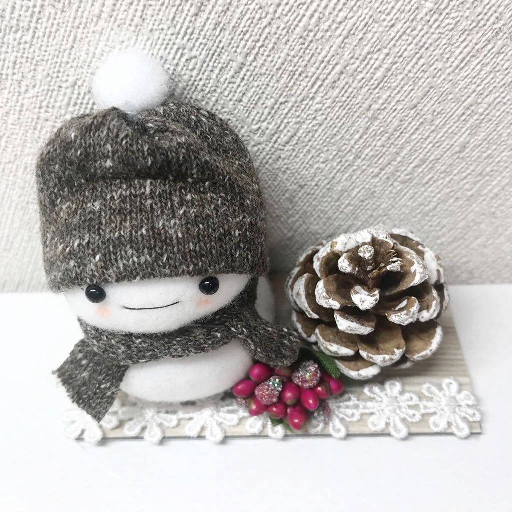 ハンドメイド　ゆきだるま クリスマス　冬のインテリア　雪だるま　松ぼっくり_画像7