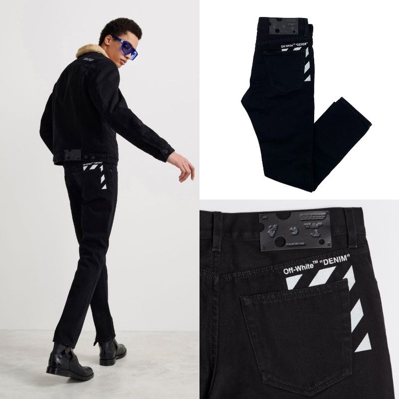 【サイズ選択】定価71000円■OFF-WHITE / オフホワイト■ジップフライ ブラックジーンズ ■Diagonal Pocket Jeans■ブラックデニム_画像1