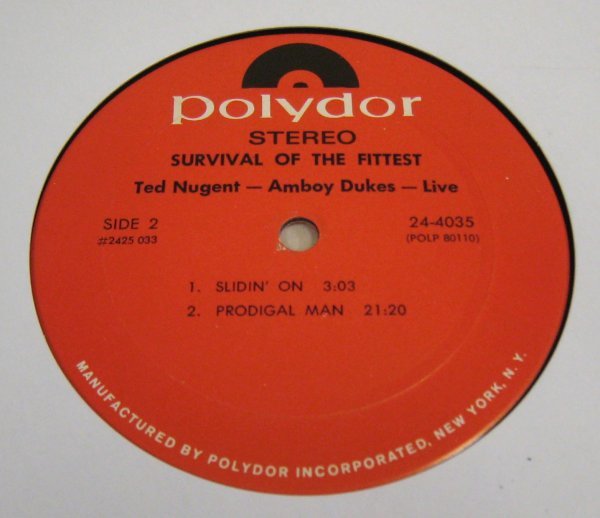 ^^ HARD ROCK 名盤 Ted Nugent And The Amboy Dukes Survival Of The Fittest - Live [US ORIG '71 Polydor 24-4035 ]_画像4