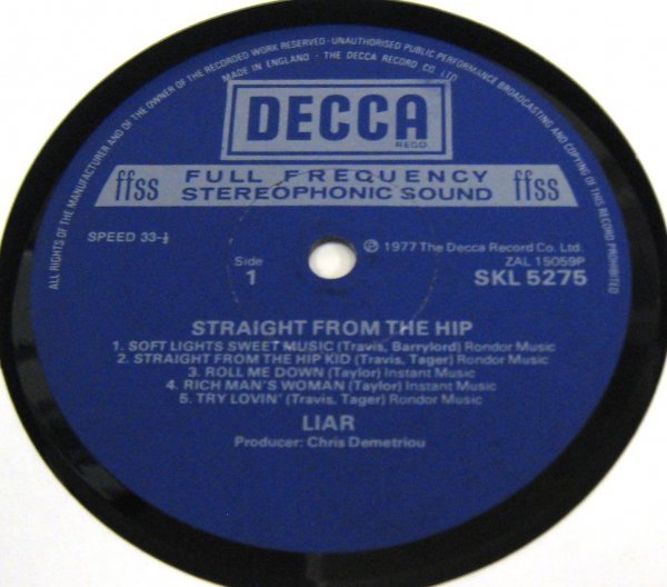 ☆彡 NICE SEXY HIP COVER 英國盤 Liar Straight From The Hip UK ORIG '77 Decca SKL 5275 ]Egg,Arzachel,,Catapilla,Michael Schenker_画像3