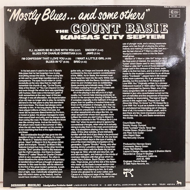 ■即決 JAZZ Count Basie / Mostly Blues And Some Others 2310-919 独オリジナル カウント・ベイシー _画像4