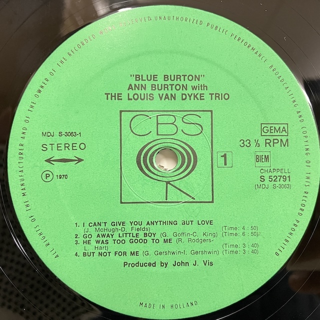 ■即決 VOCAL Ann Burton / Blue Burton s52791 jv5634 緑Cbs Stereo Cbs社内袋 アン・バートン _画像4