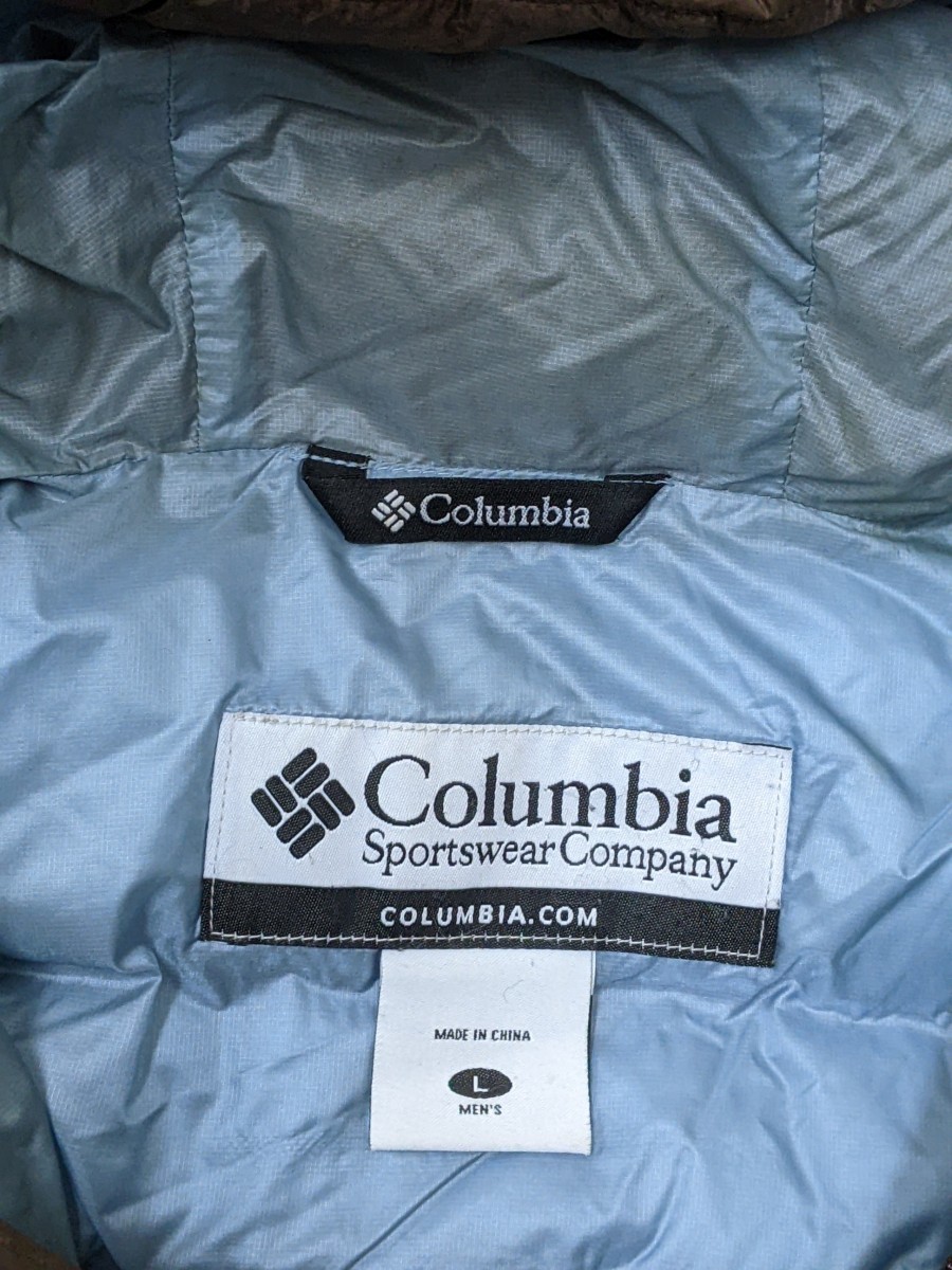 17．コロンビア　Colombia208 PM 5198　ナイロンダウンジャケット　コンパクトダウン　メンズXL茶系水色 アウトドアx402_画像5