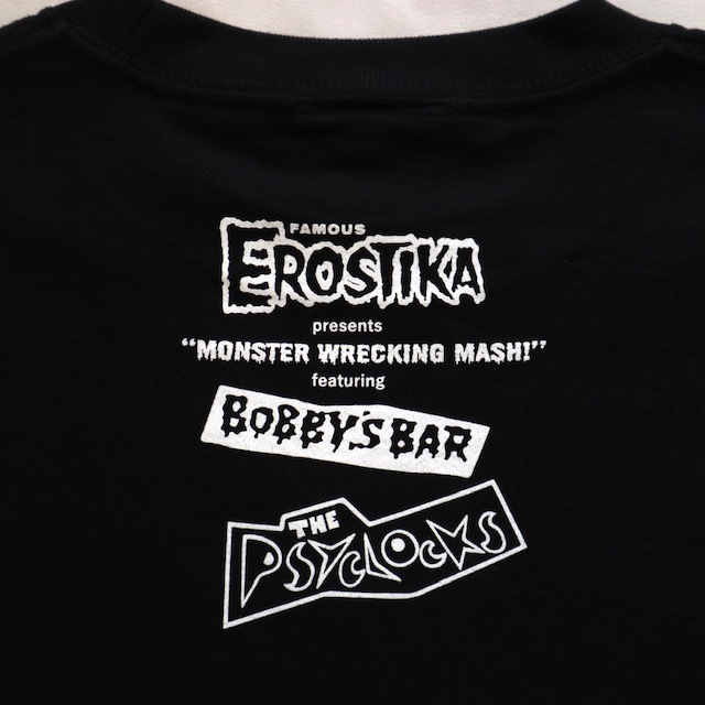 Mサイズ ロッキンジェリービーン EROSTIKA MONSTER WRECKING MASH! Tシャツ 黒色ピンクロゴ RockinJerryBean_画像3