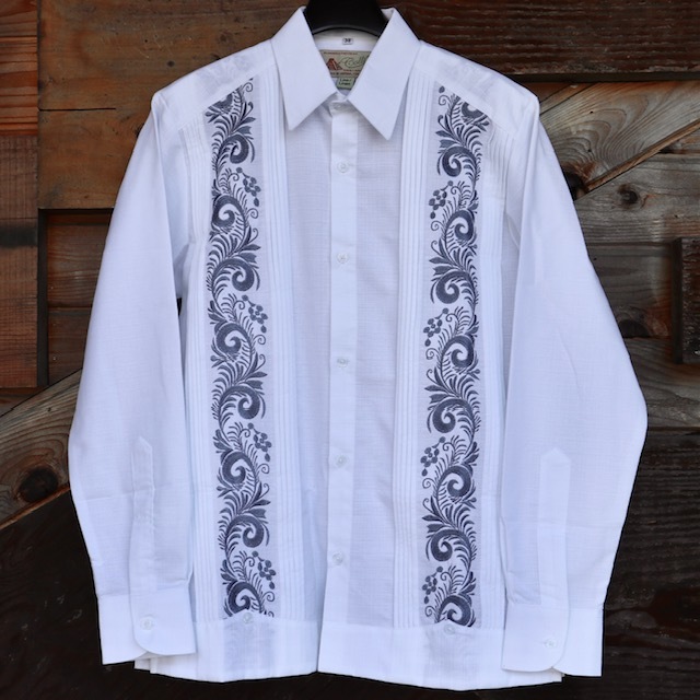 サイズ40 Estrella Standard L/S GUAYABERA (IMP-COL-100L-WBL)WHITE x BLUE 長袖キューバシャツ メキシコ 民族シャツ_画像1