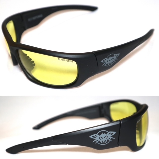  yellow lens BlackFlys FLY DEFENS(SAFETY GLASSES) Black Fly safety sunglasses M.Black/Yellow new goods 