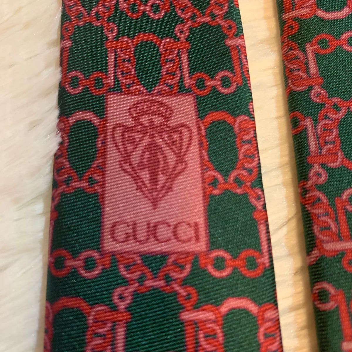 GUCCI オールドグッチ シルクネクタイ チェーンモチーフ 大剣9.5cm イタリア製