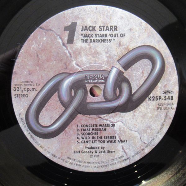 HARD ROCK LP/帯・ライナー付き美盤/Jack Starr - Out Of The Darkness/A-11233_画像4